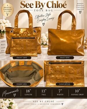 DL010 See by Chloe Gold Patent Tote*No Longer Made by Chloe! Grab her!
